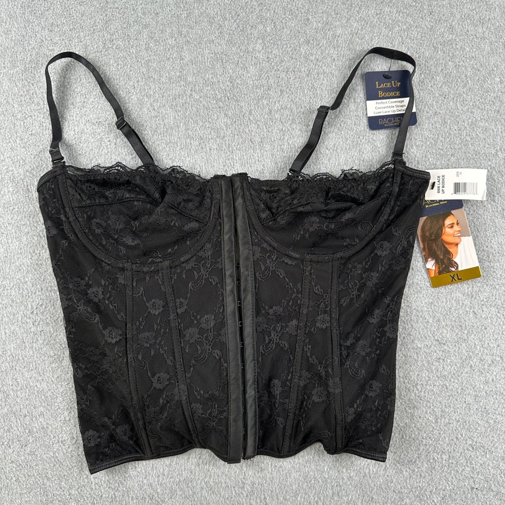 Rachel Rachel Roy Bodice Women XL Black Lace Up Bodice RR1025-KR Lingerie Top